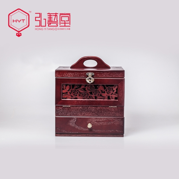 HYT-1358R 玫瑰雕花化妆盒